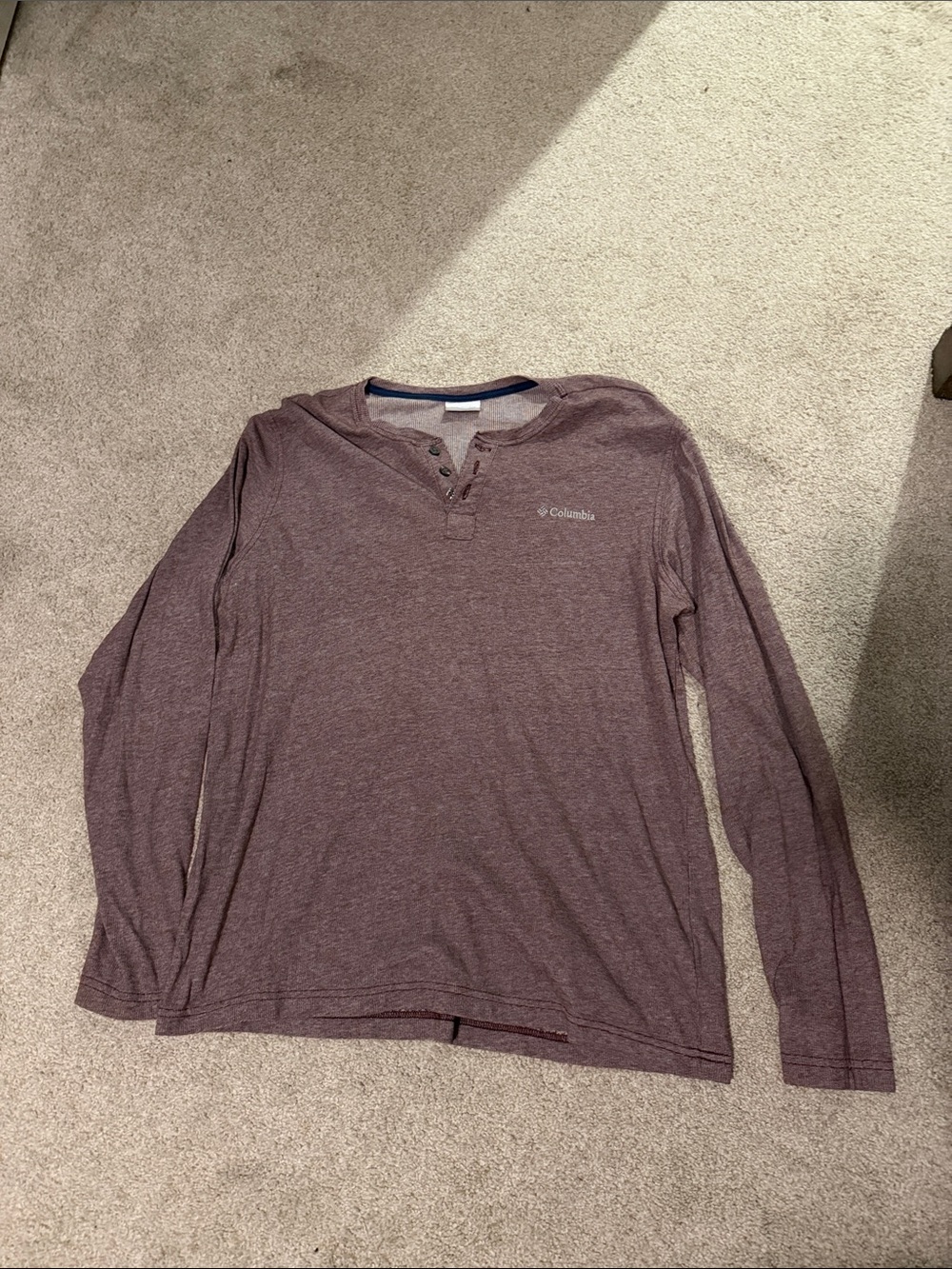 Columbia Heathered Plum Long Sleeve Henley